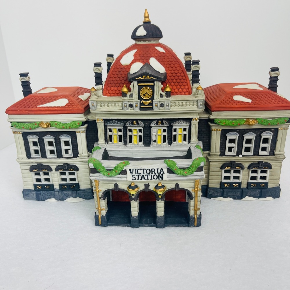 Victoria Station Christmas Village Building Ceramic Lighted Train Station Decor